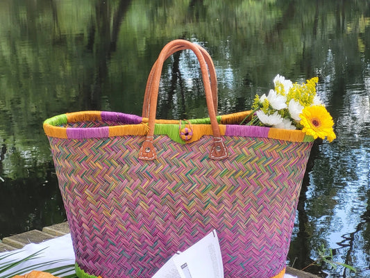 Paniers cabas en paille tressée