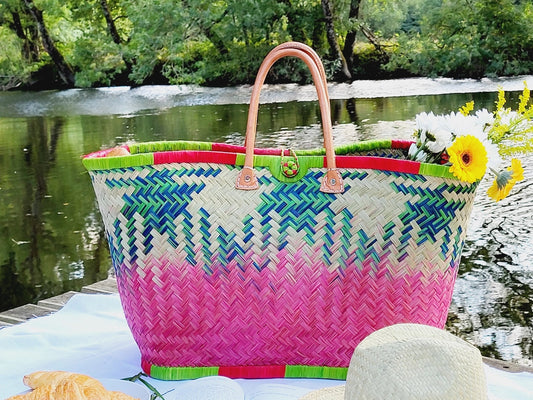 Grands paniers en paille tressée