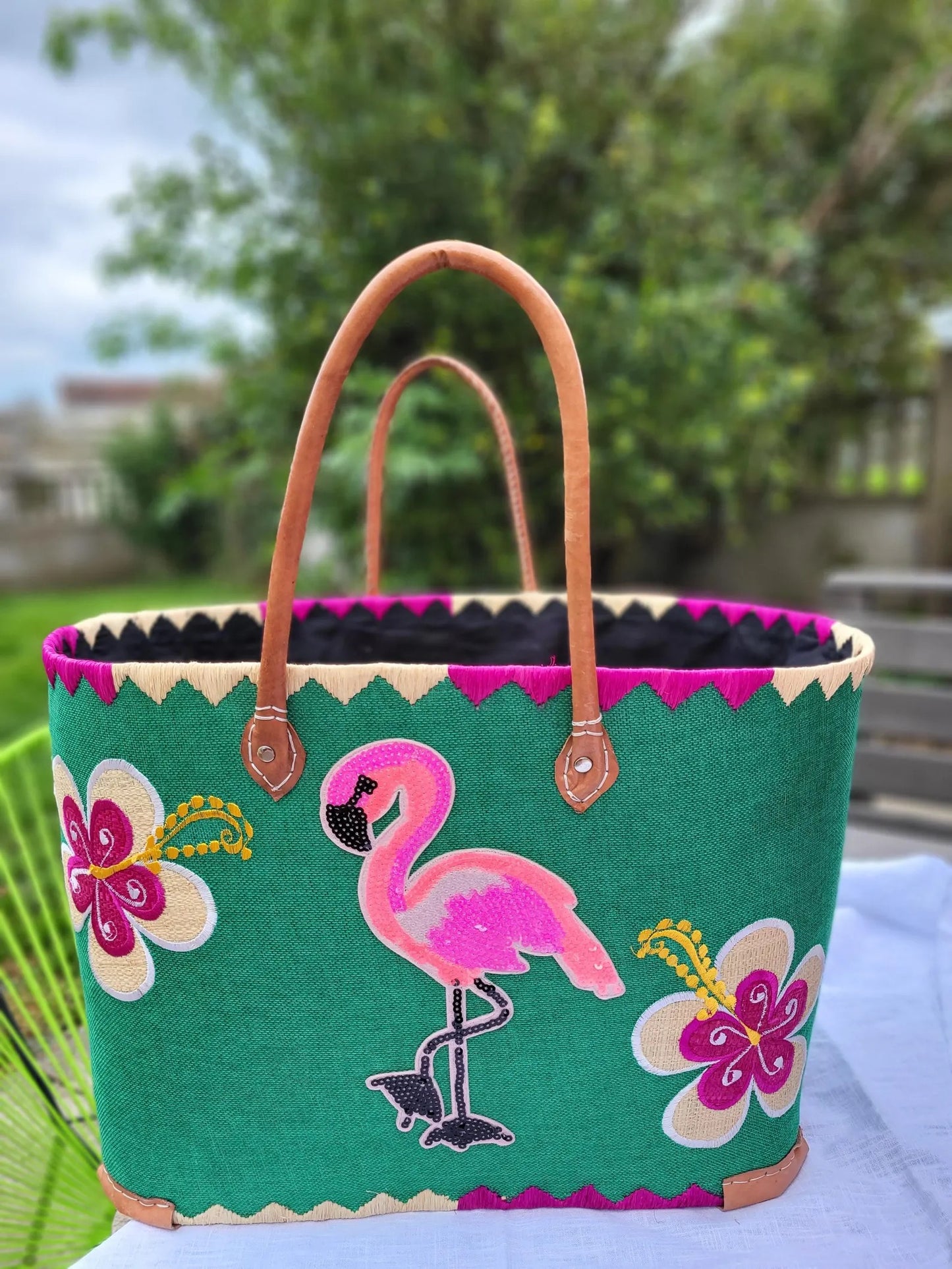 Panier flamant tropical