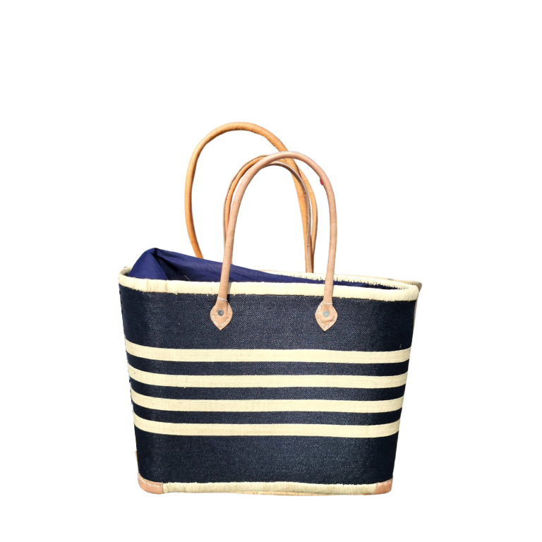 Panier de plage à rayures