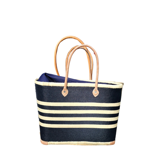 Panier de plage à rayures