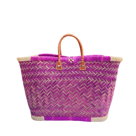 Paniers colorés en fibres naturelles