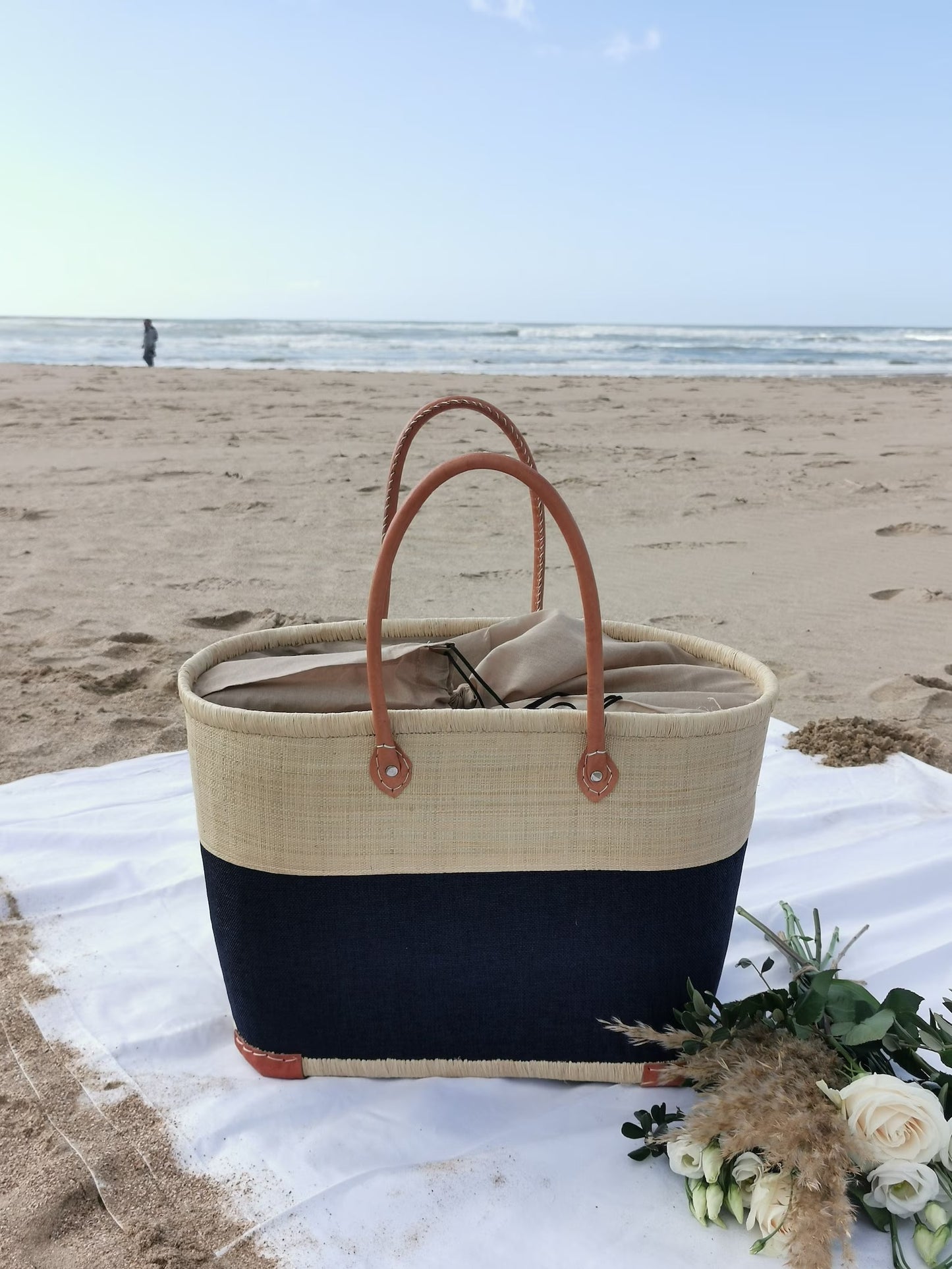 Panier tressé bi-color