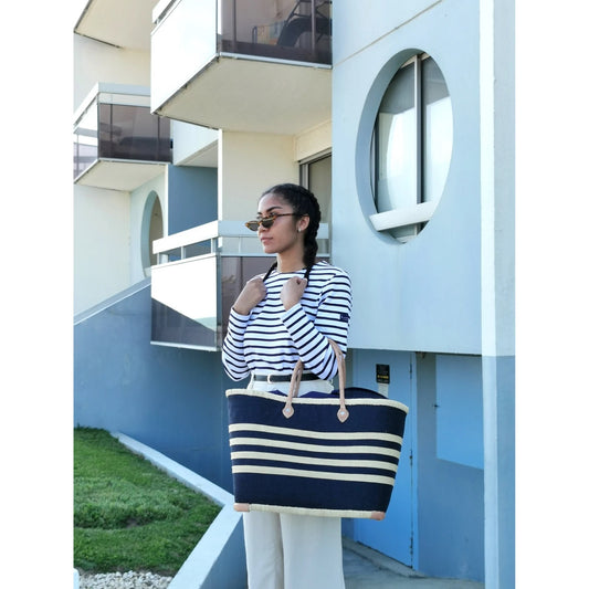 Panier de plage à rayures