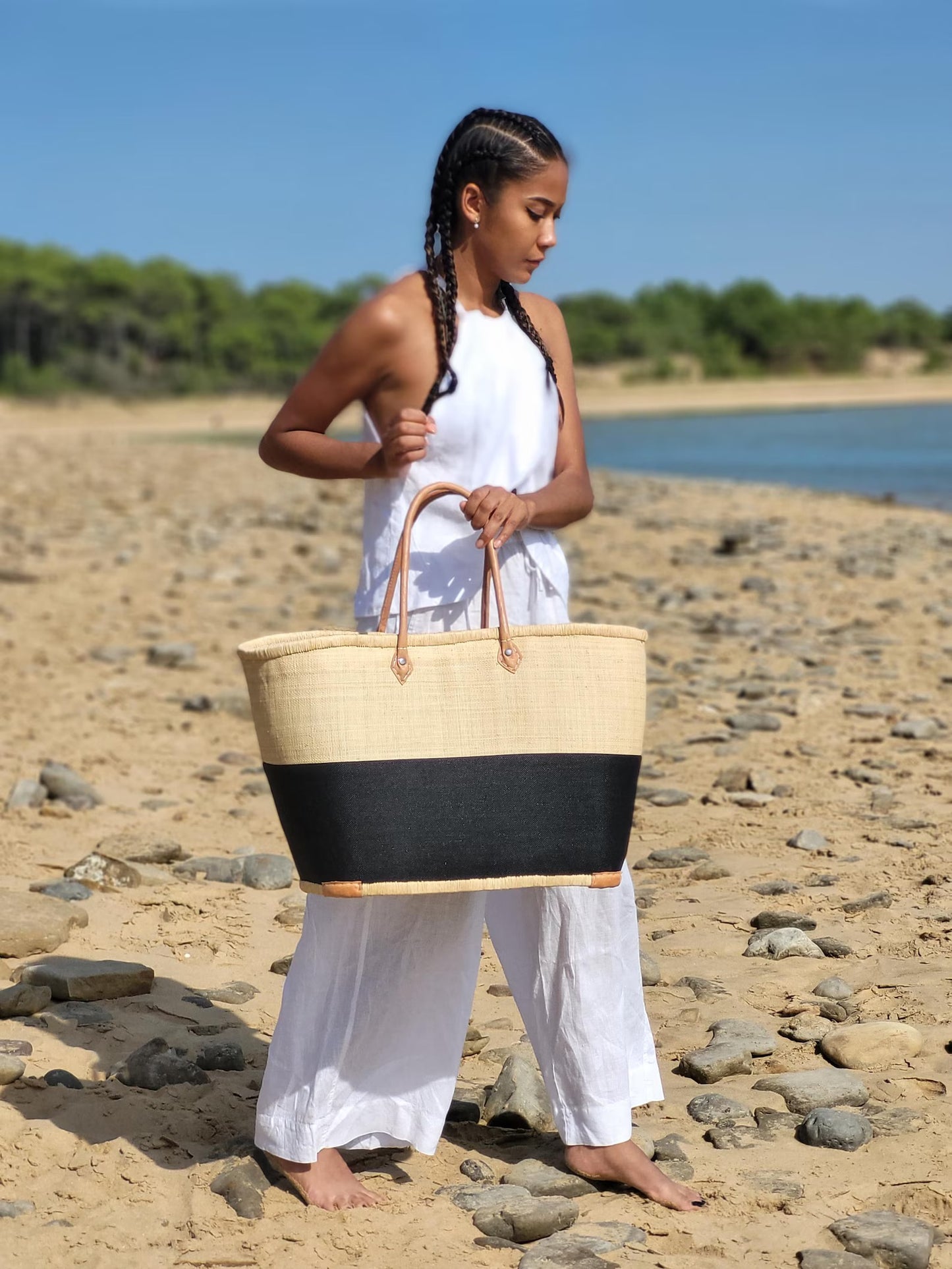 Panier tressé bi-color